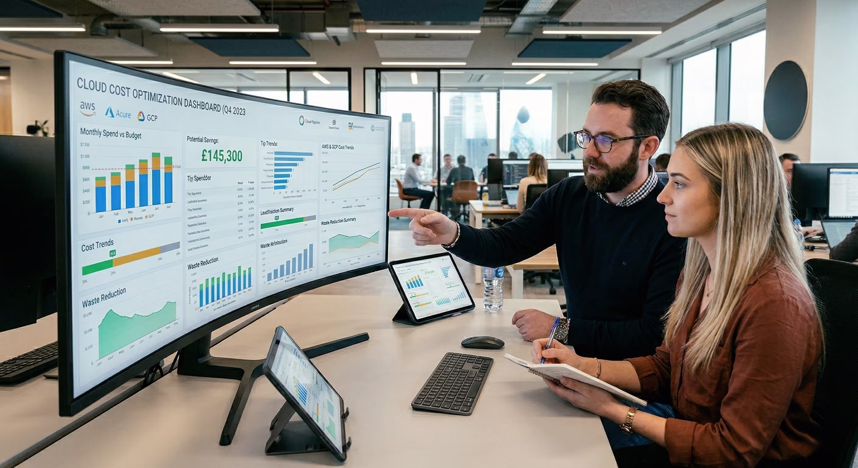 Team discussing cloud cost optimization