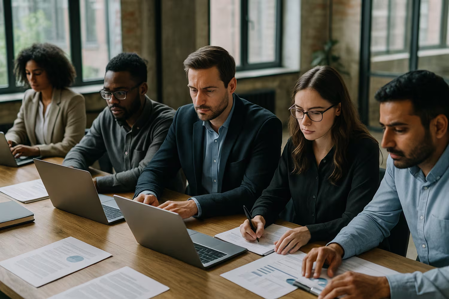 Diverse team conducting IT security audit