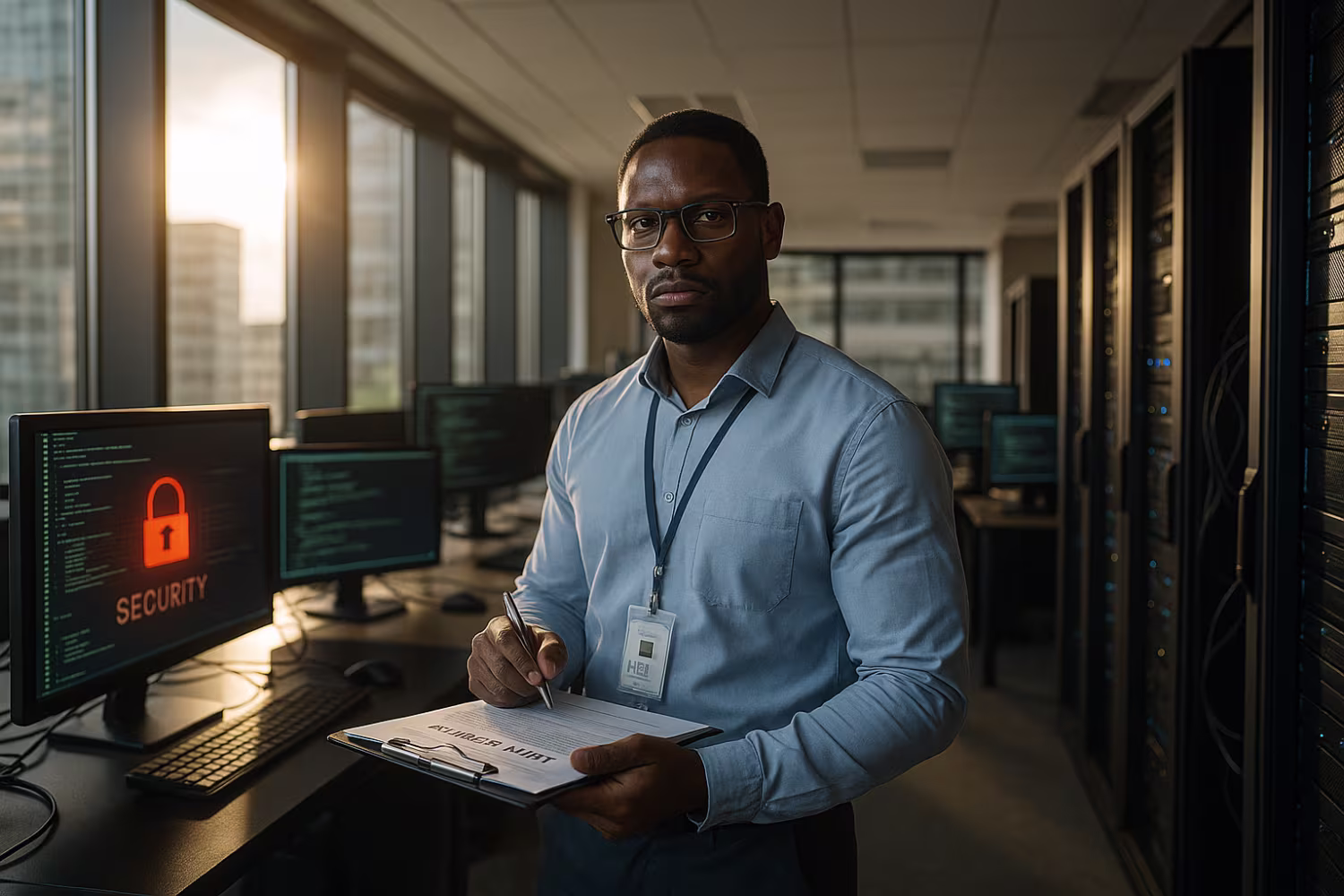 IT specialist conducting security audit