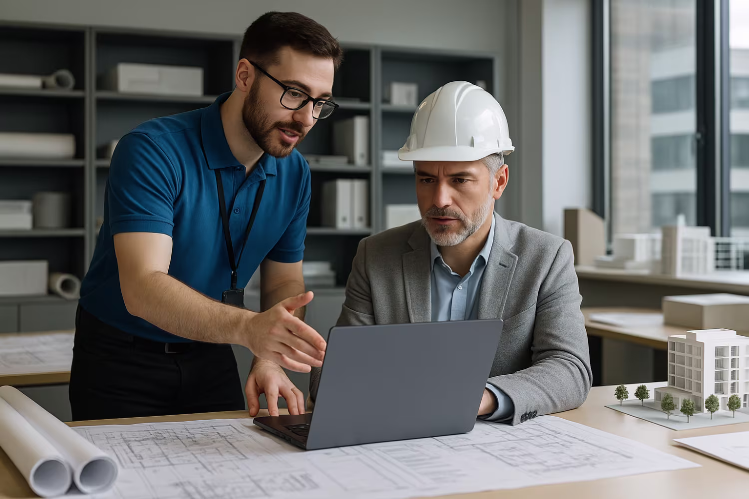 IT Technician assisting construction manager