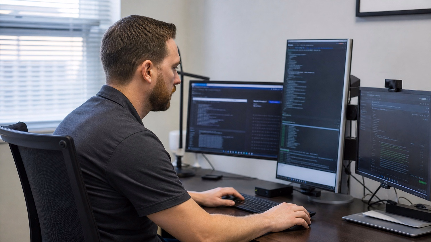IT professional working at a desk on tasks related to MSP Near Me: Best