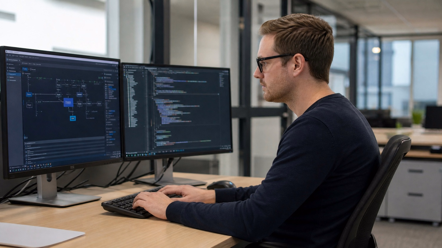 IT professional working at a desk on tasks related to MSP Near Me: Best