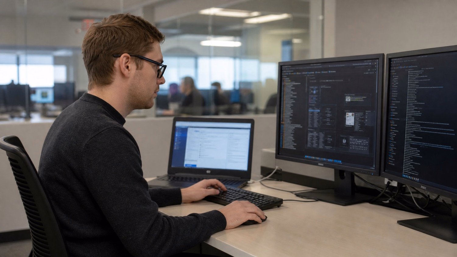 IT professional working at a desk on tasks related to MSP Near Me: Best