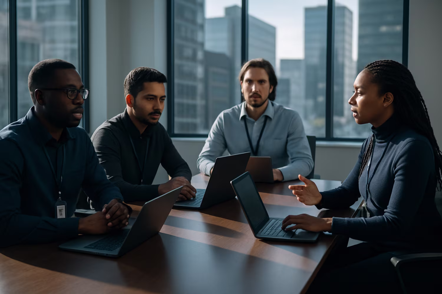 Diverse IT professionals discussing co-managed IT