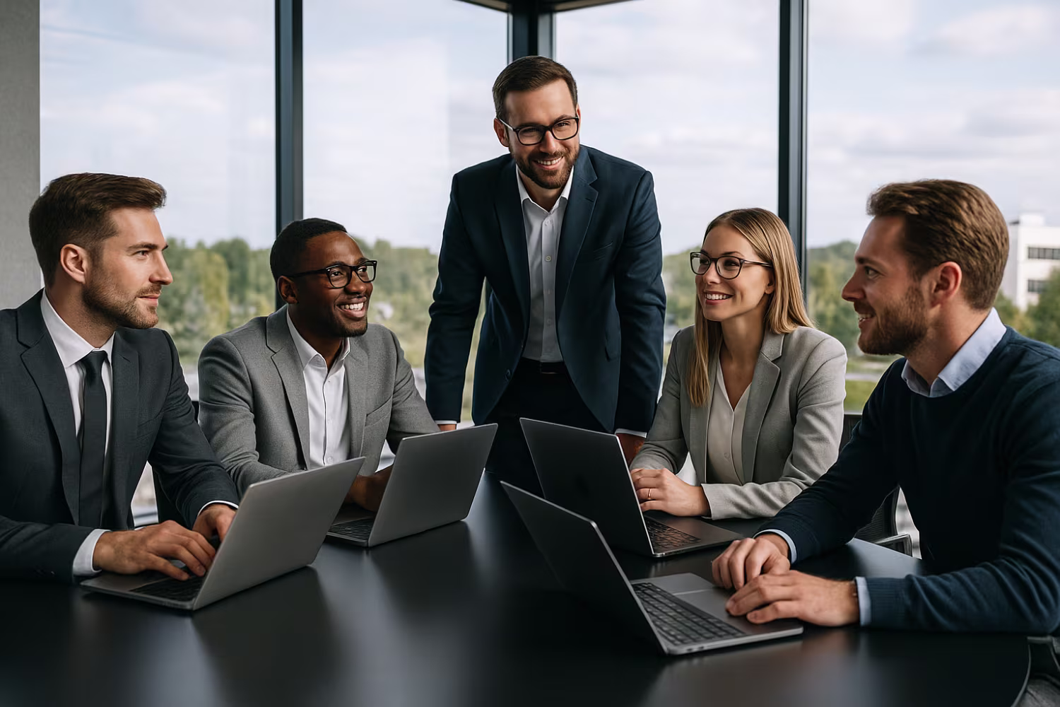 Co-managed IT team collaborating effectively