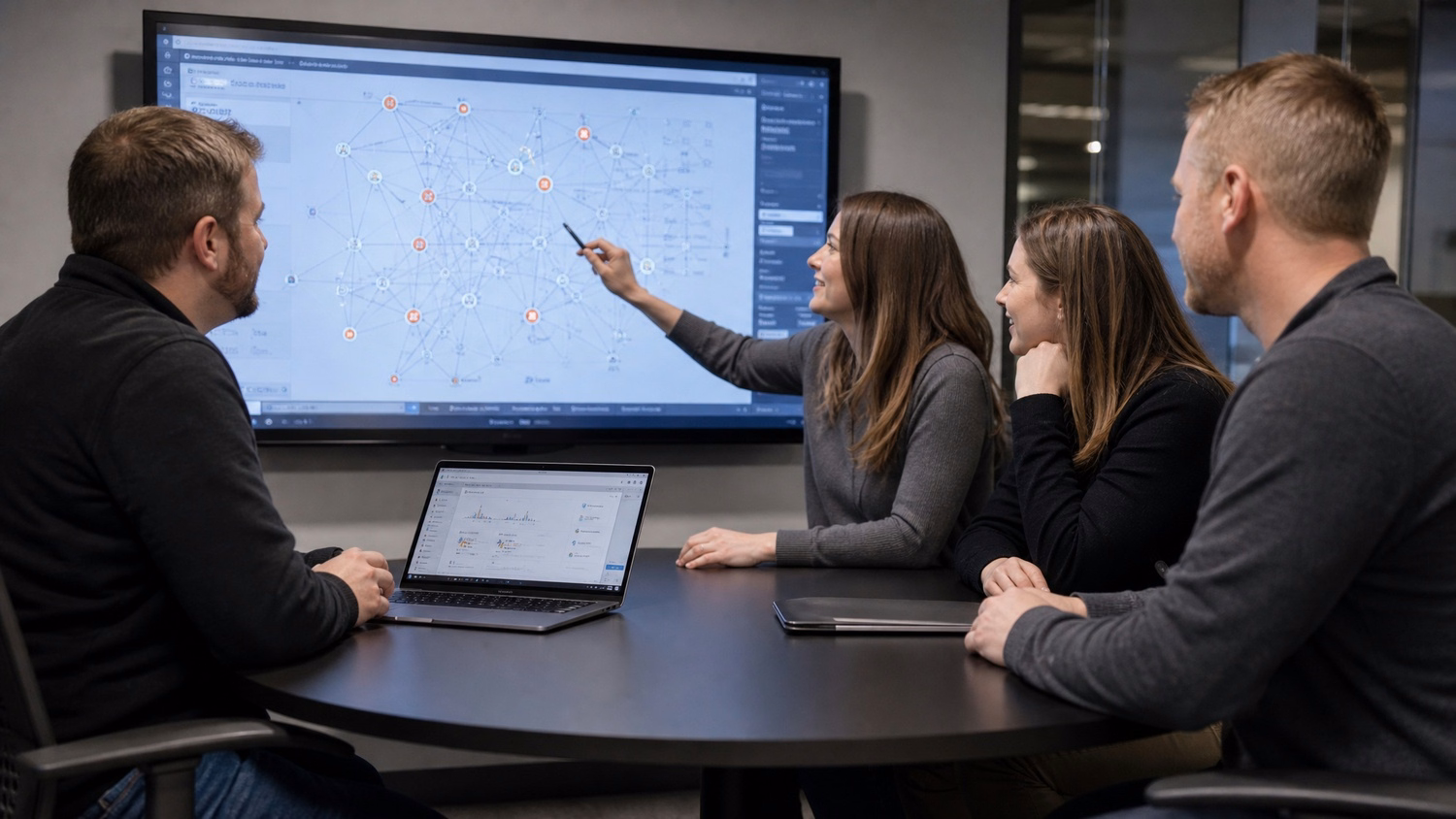 Man configures cloud backup dashboard on laptop at desk