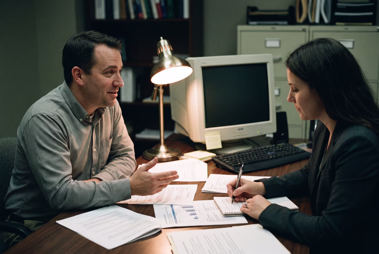 IT manager and consultant discussing multi-factor authentication strategies