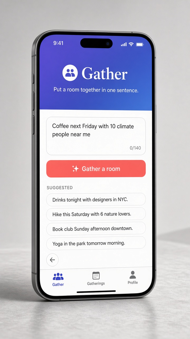 iPhone showing the Gather compose screen