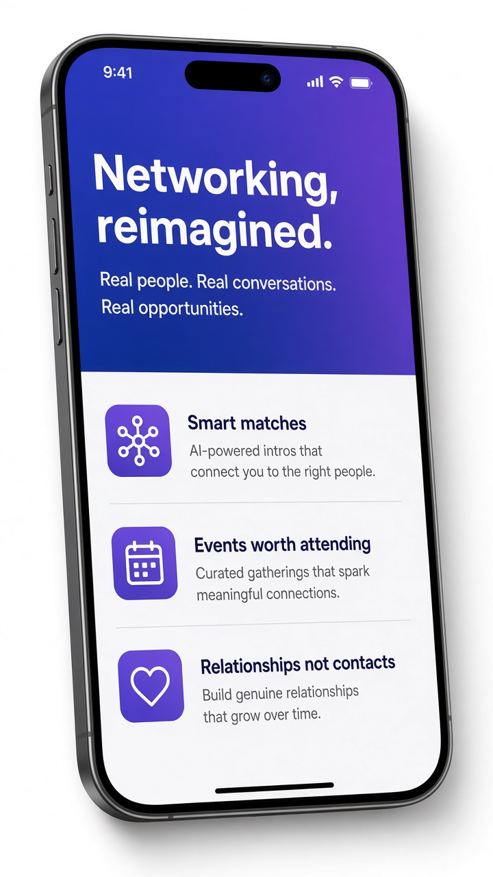 iPhone showing the realPeople Gathering welcome screen
