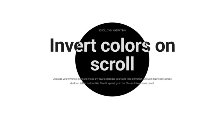 Webflow free animated cloneable - Invert colors white and black on scroll