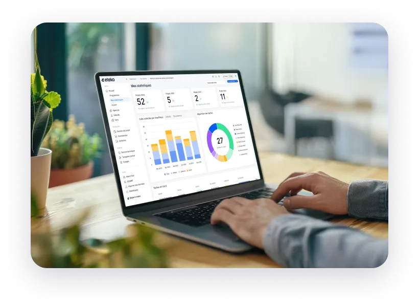 Interface eteko, plateforme No Code et Code pour logiciels métier sur-mesure