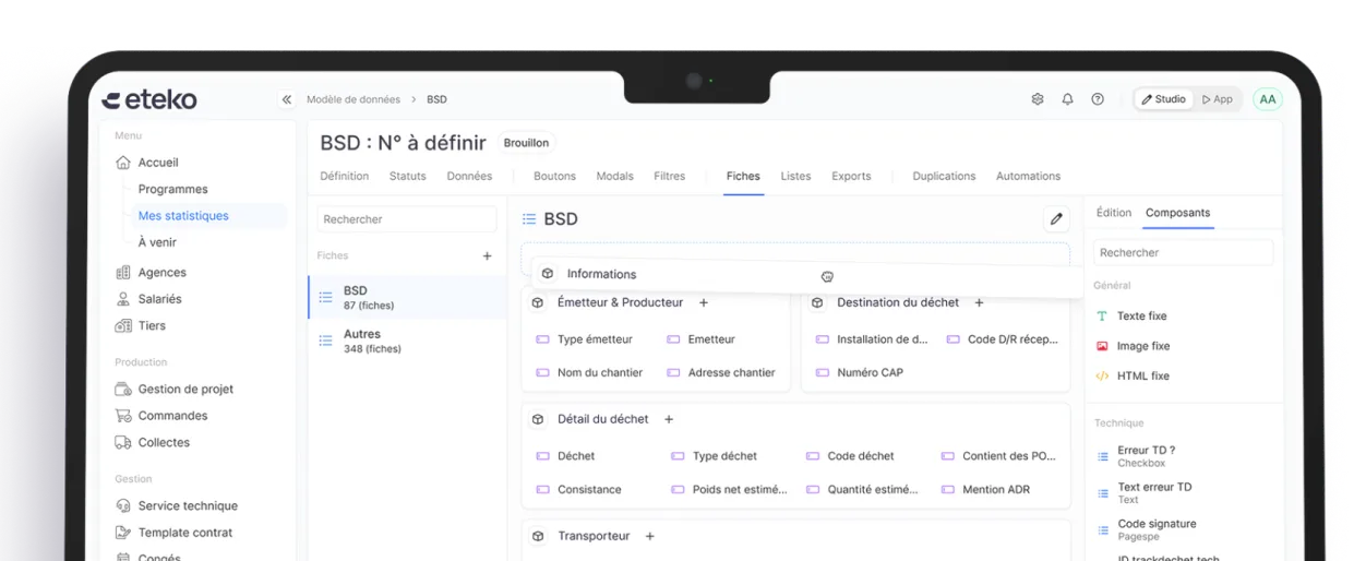 Plateforme eteko no code low code