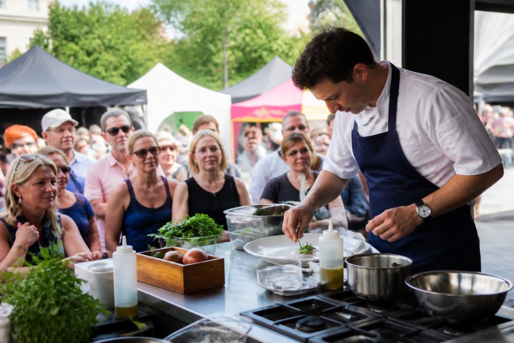Professional illustration showing food and festival and professional concepts for food festivals tours