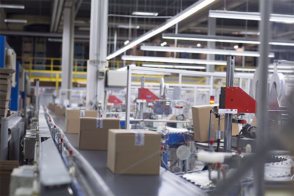 Automated packaging line running at production speed
