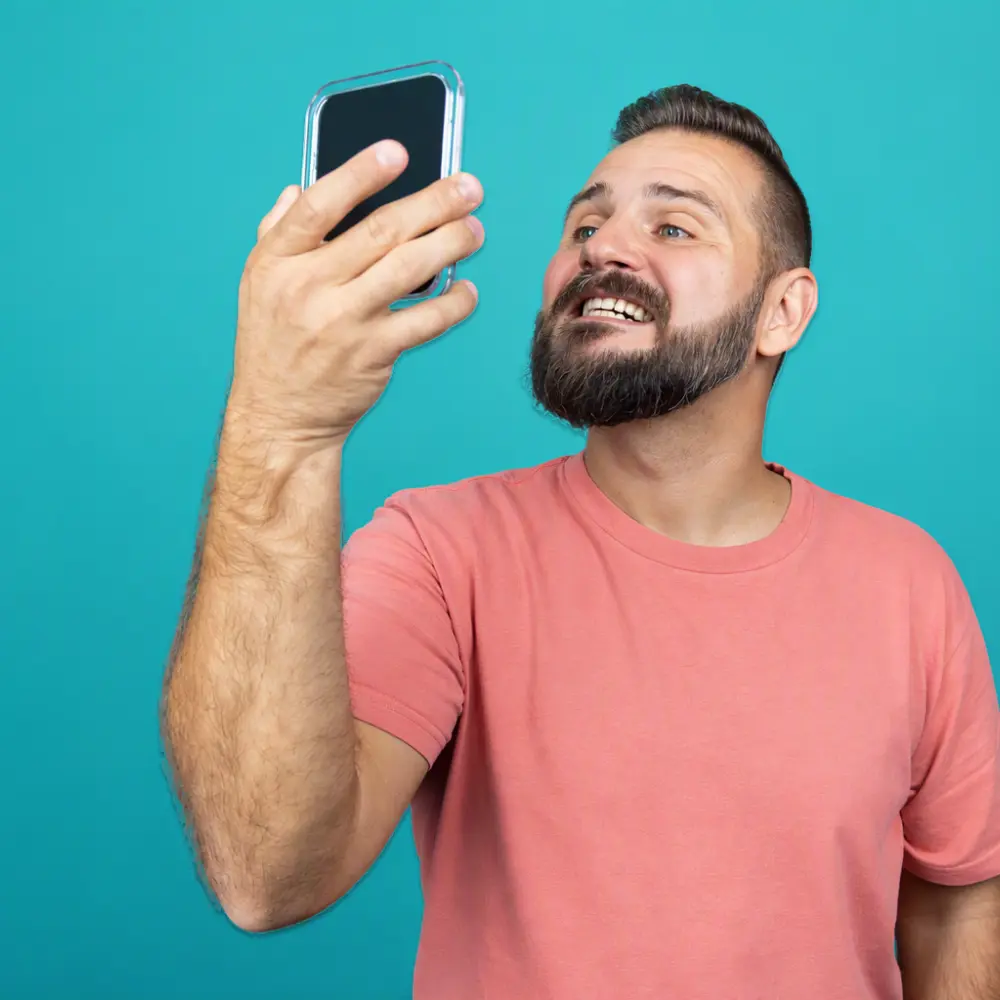 A man looking into a mirror