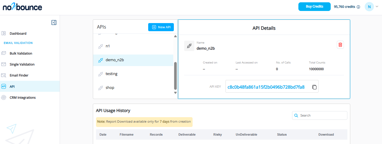 No2Bounce API Details Page