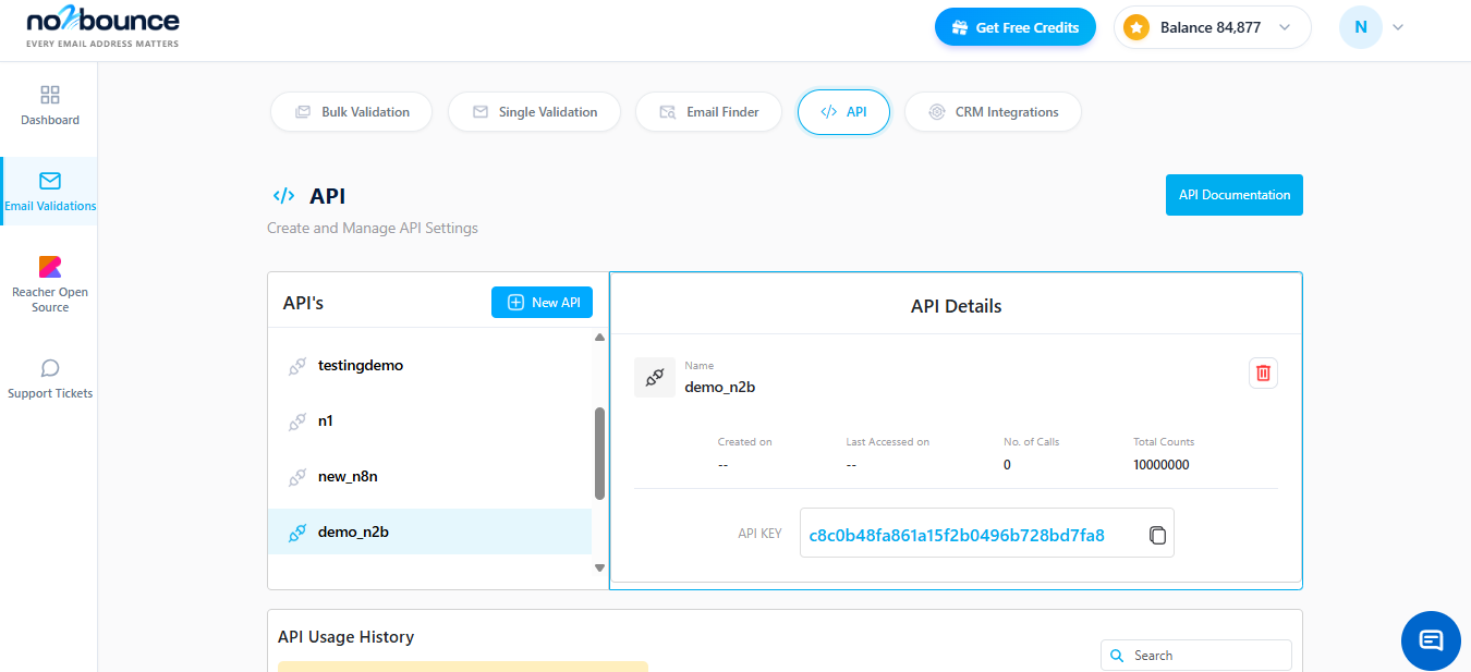 No2Bounce API Details Page