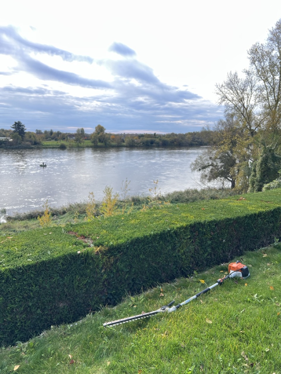 taille d'une haie basse face à la Loire