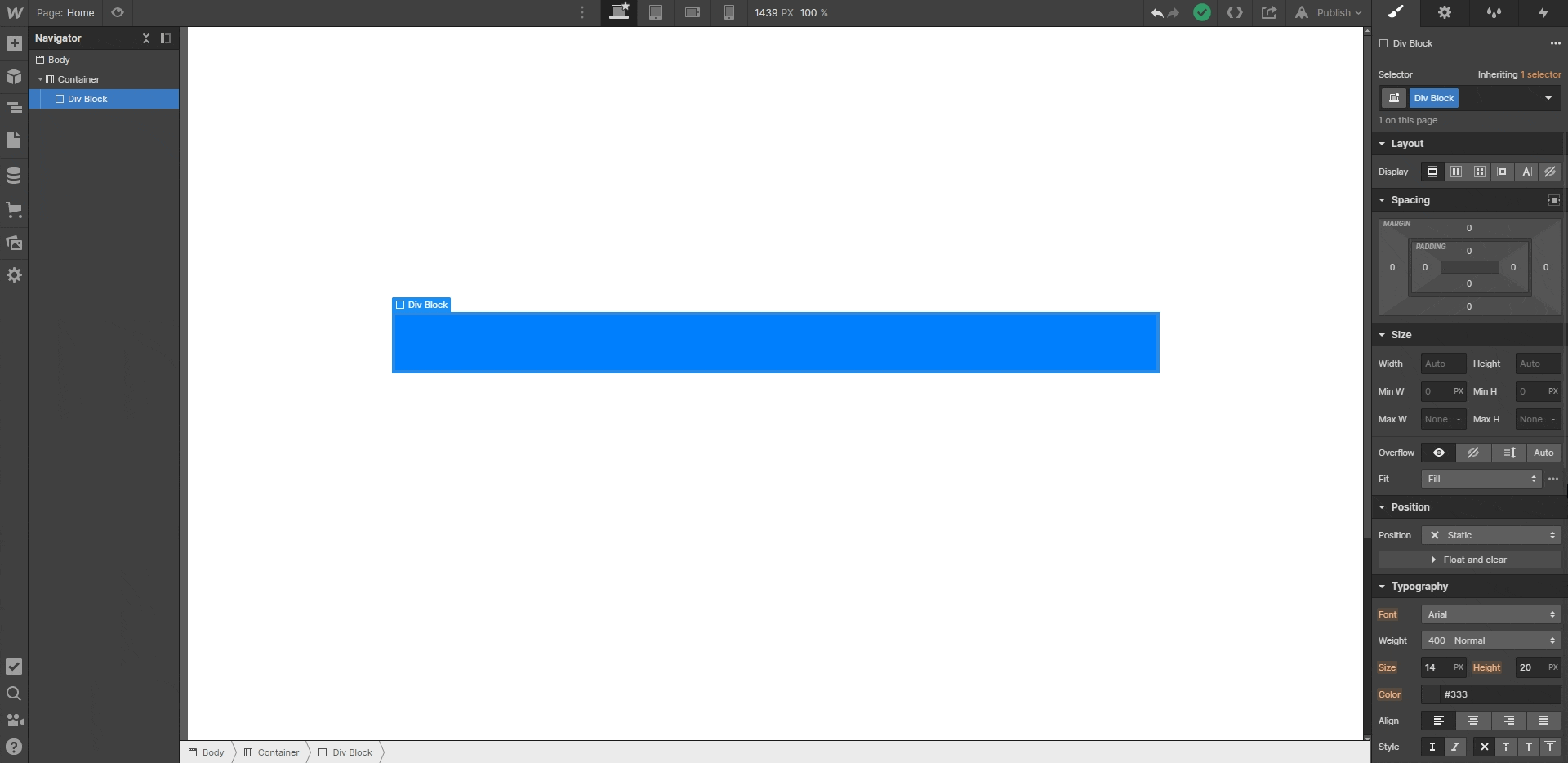 centrer un div block sur Webflow