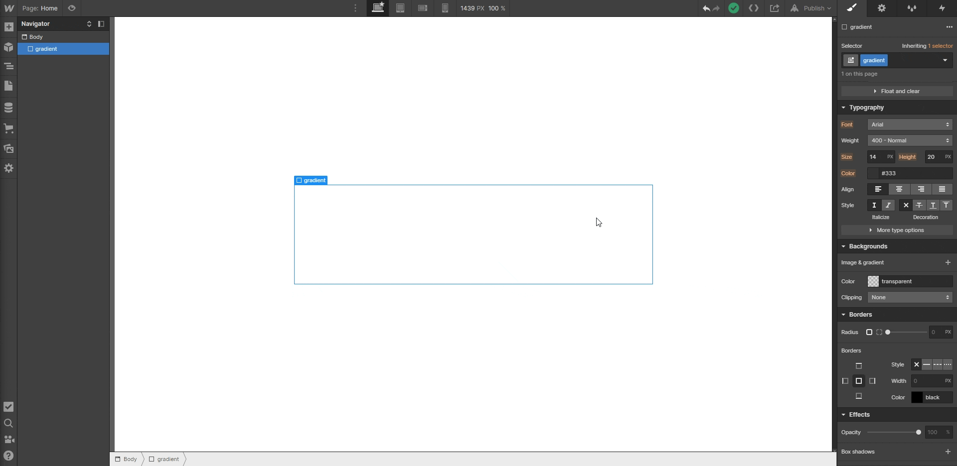 créer un gradient avec Webflow