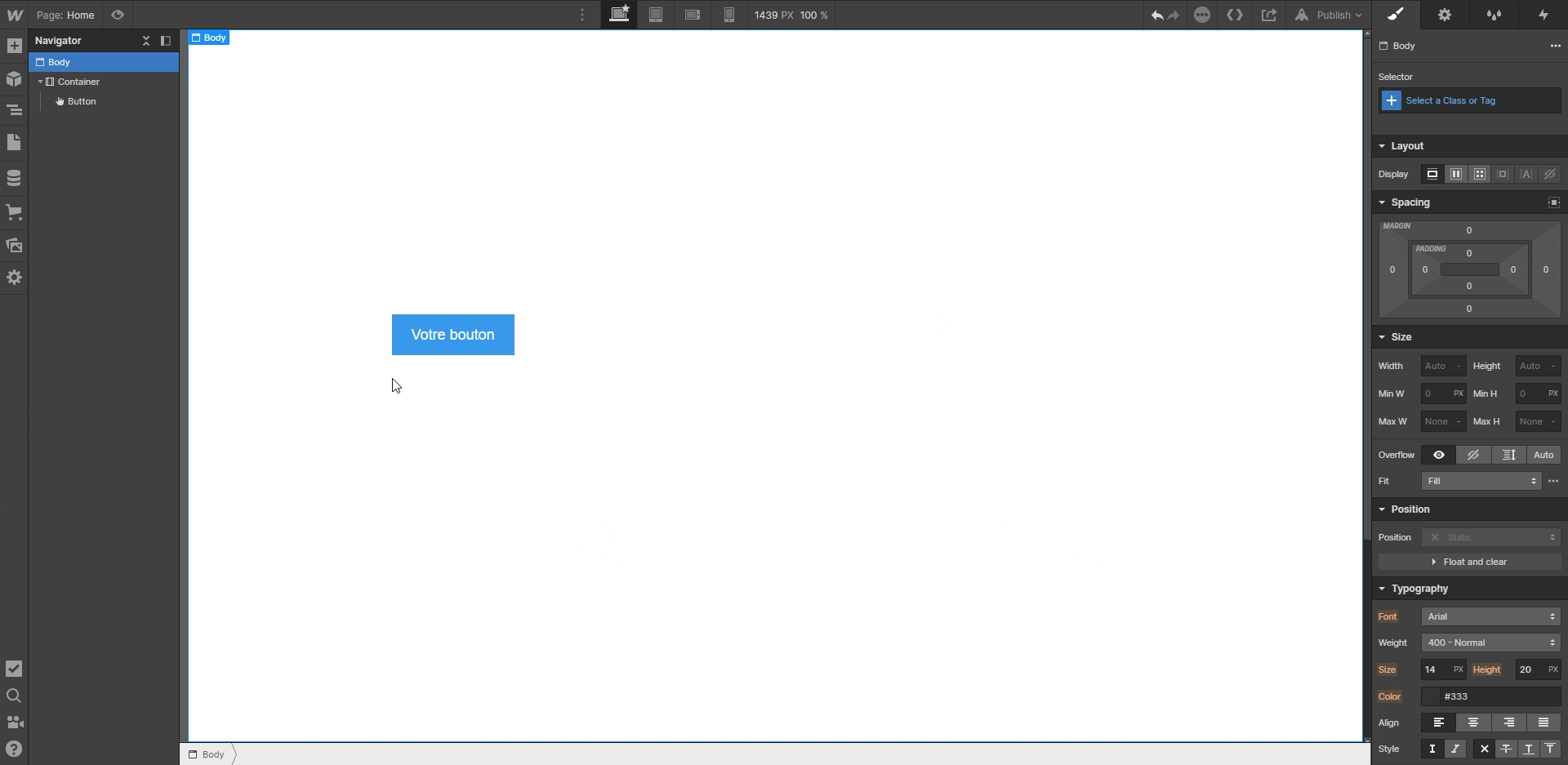 centrer un bouton sur Webflow