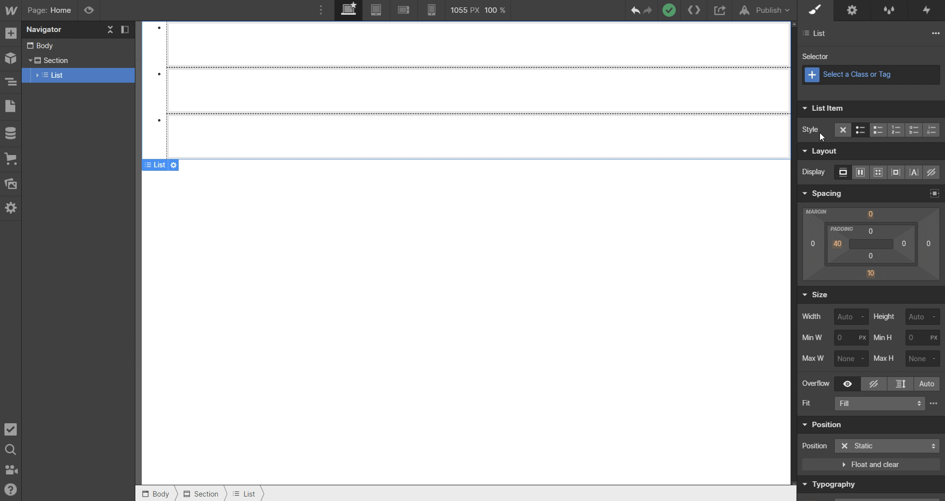 personnaliser une liste sur Webflow