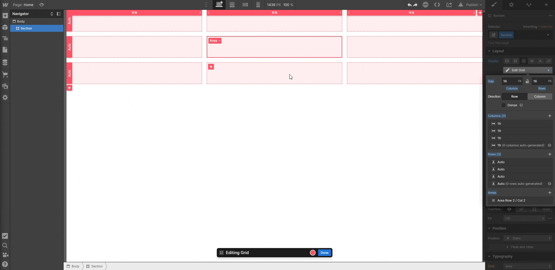 organiser une grid Webflow