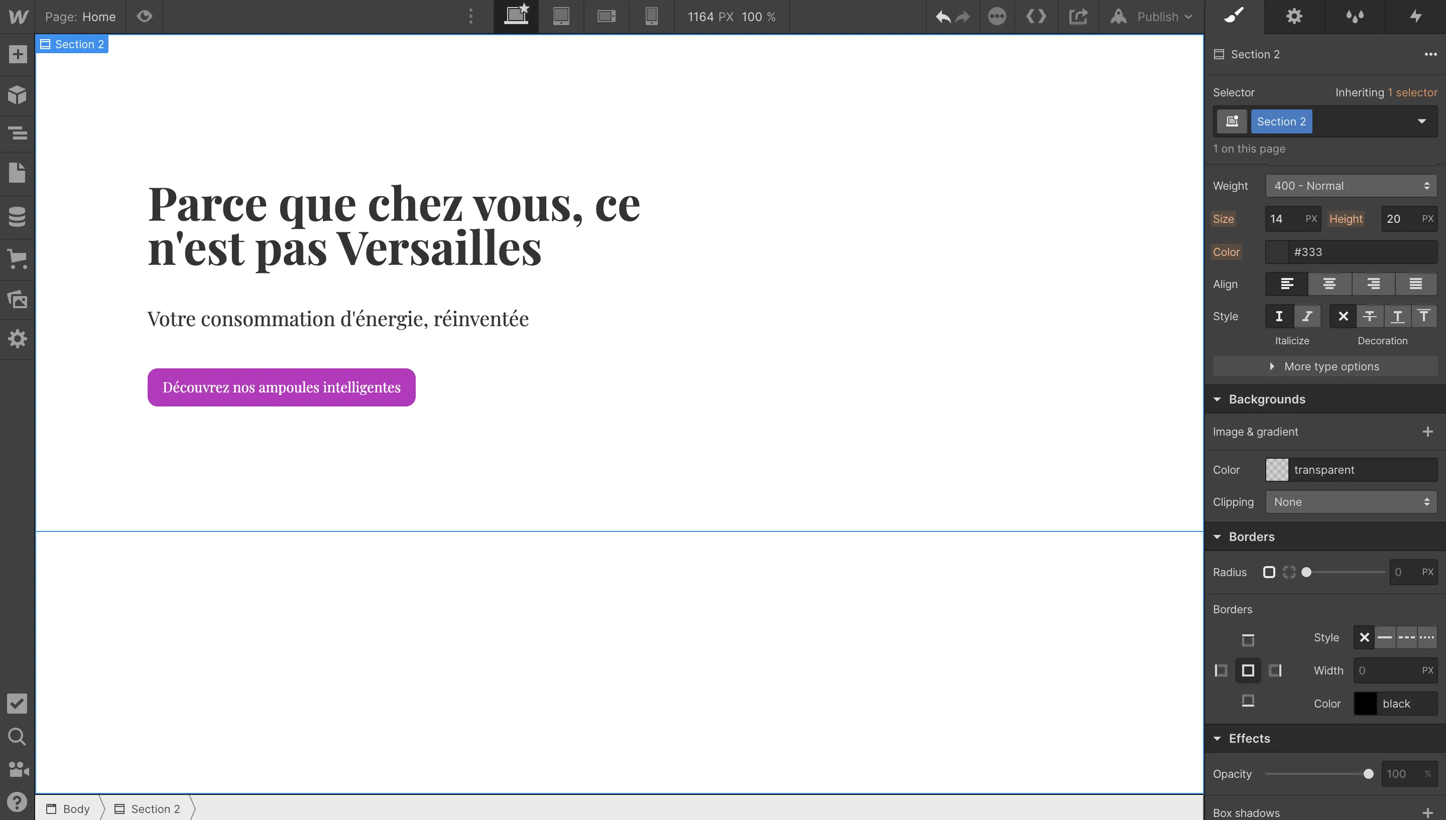 Créer hero banner sur webflow