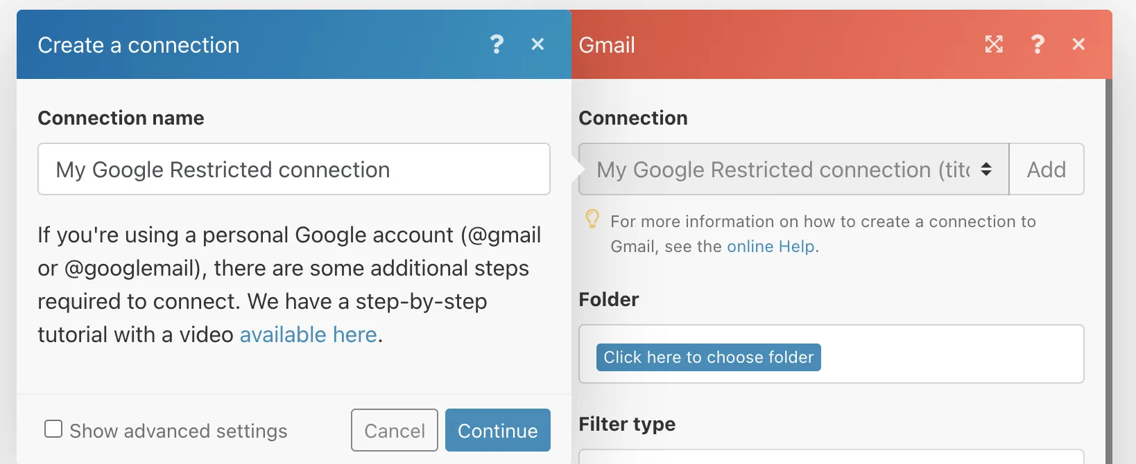 Fenêtre de connexion de la bulle Gmail