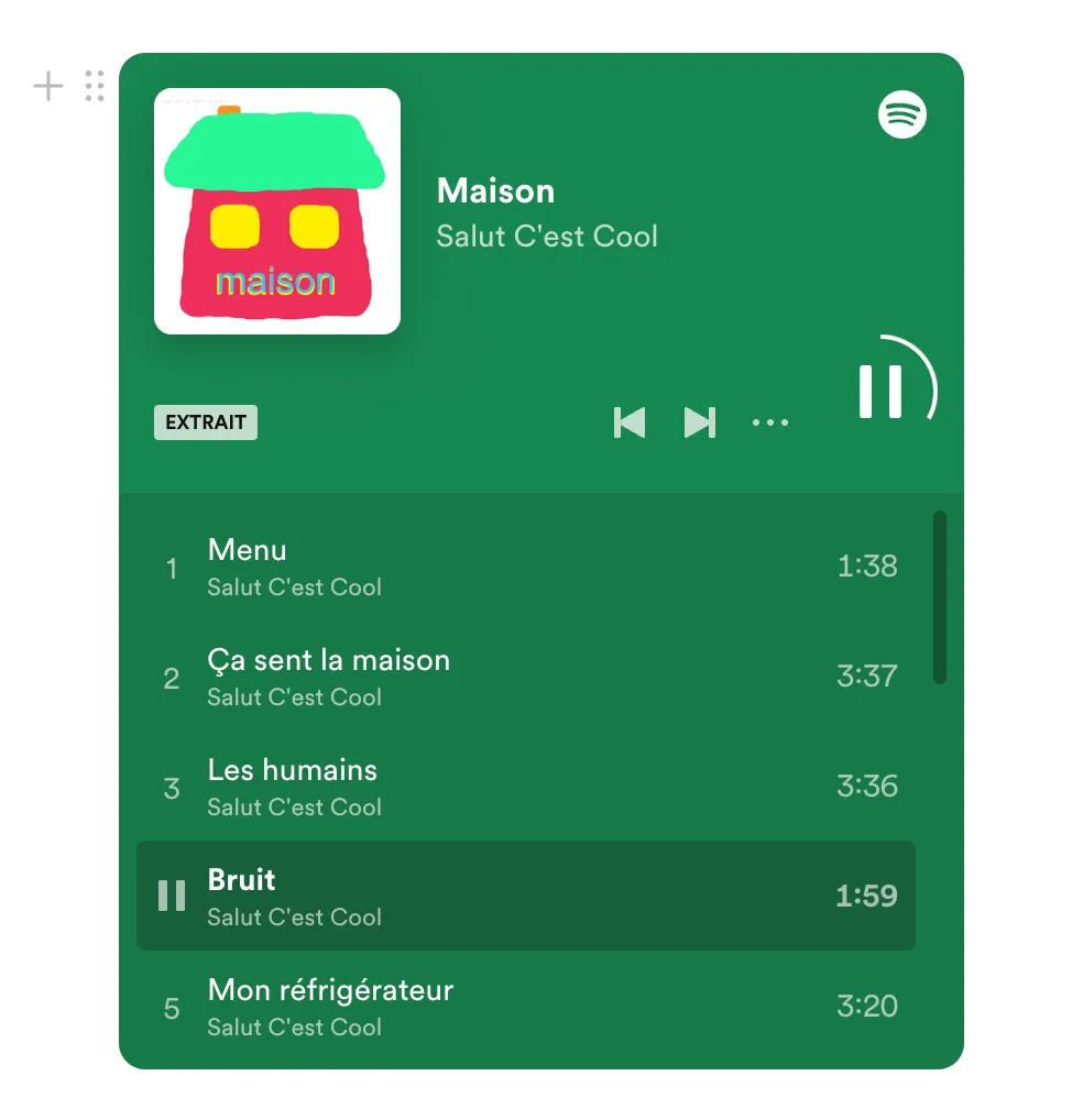 widget Spotify Notion