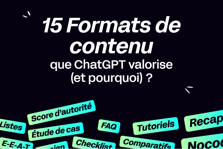 Infographie présentant divers formats de contenu optimisés pour les moteurs génératifs d'IA.