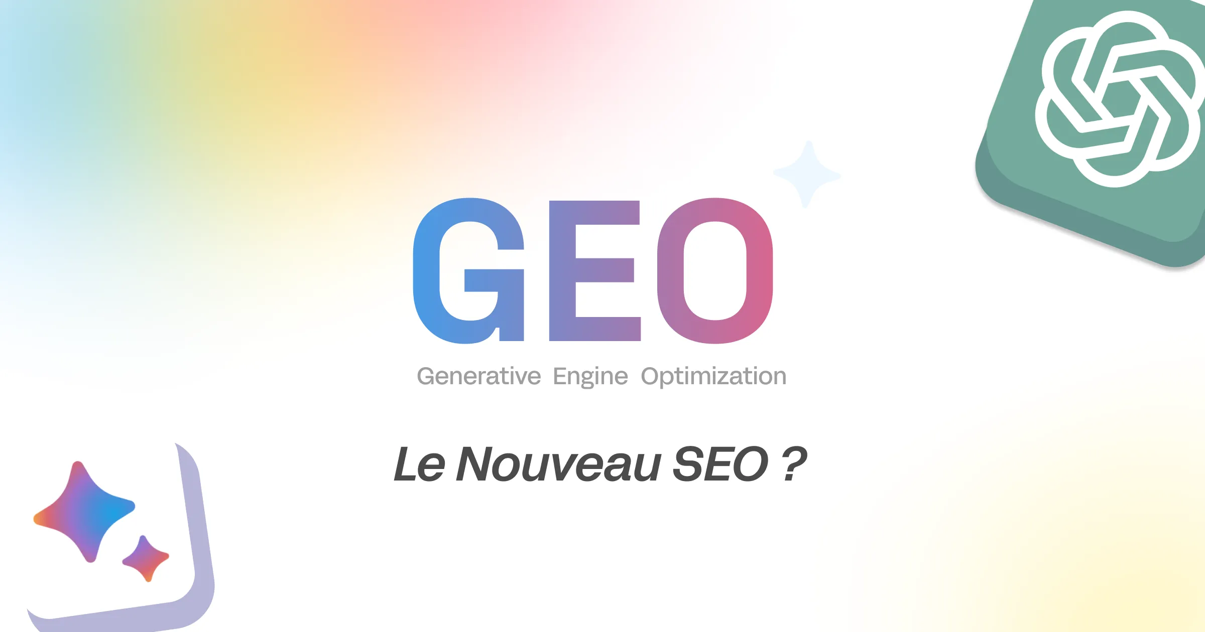 Infographie comparant les objectifs et techniques du SEO et du GEO.