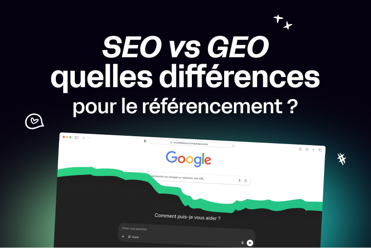 Infographie comparant les stratégies SEO traditionnelles et GEO pour l'optimisation des moteurs d'IA générative