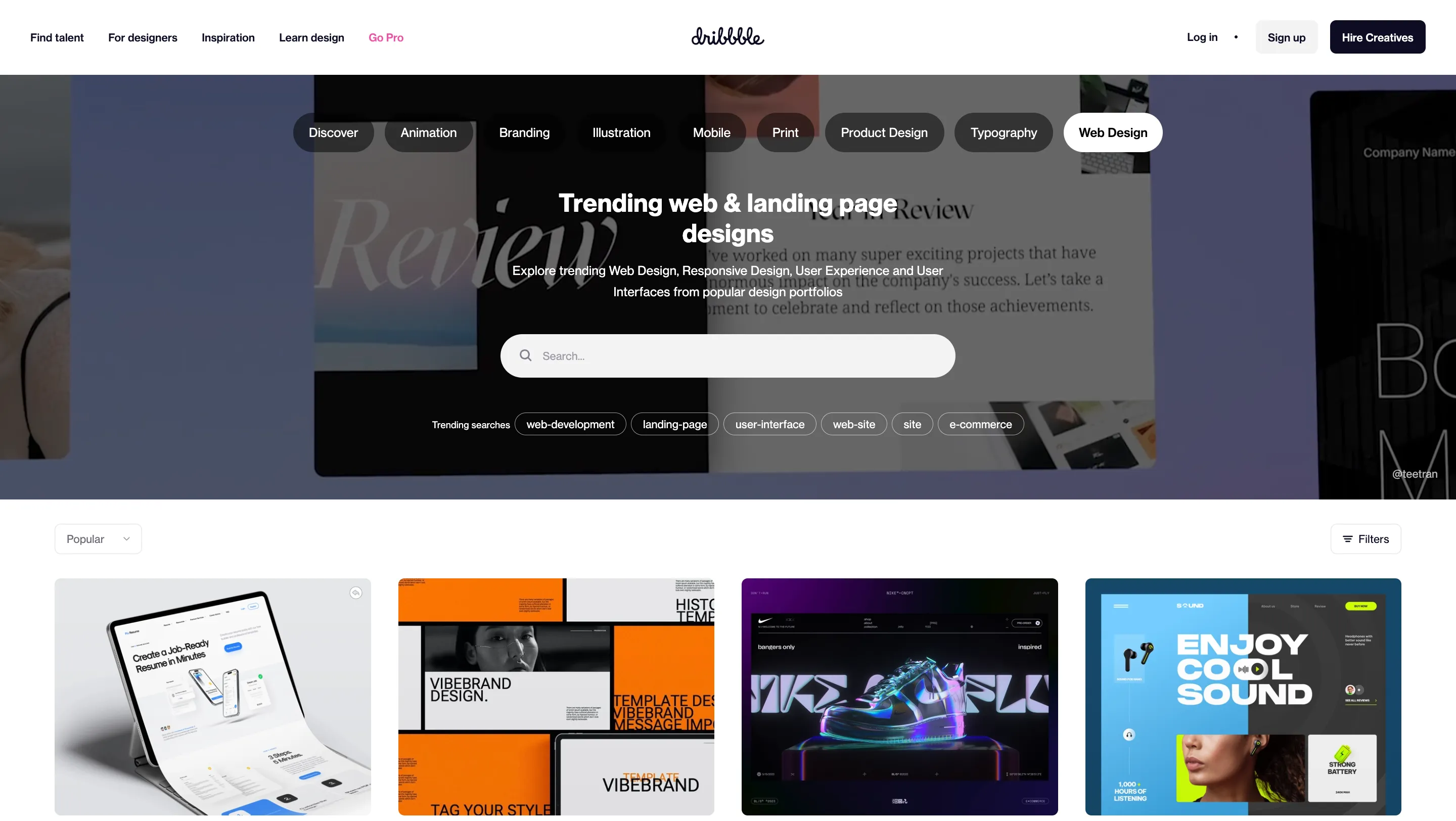 interface Dribbble