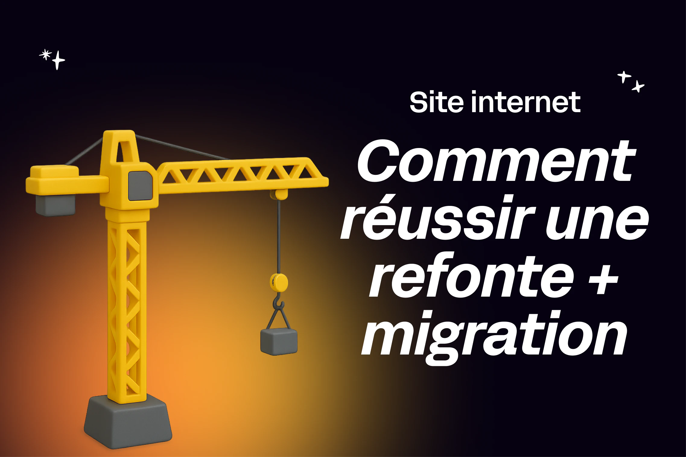 Schéma illustrant les 7 étapes de migration et refonte de site web avec flèches directionnelles
