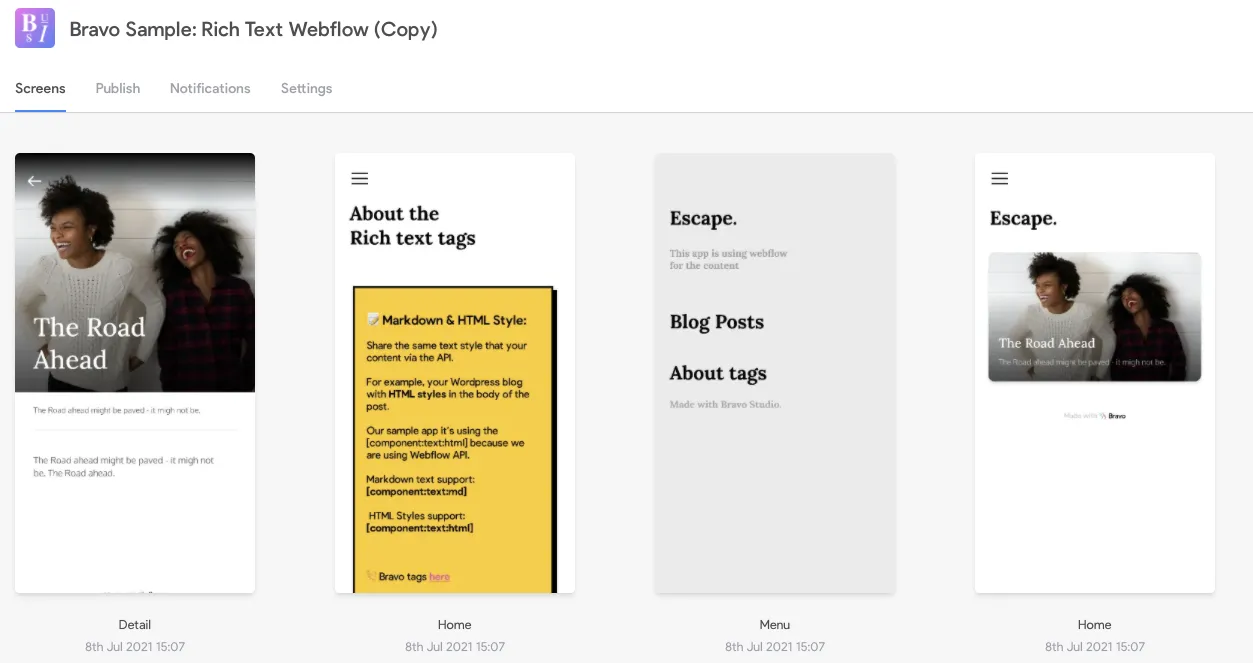 créer une application de puis Figma