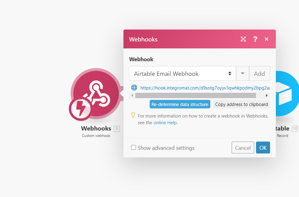 création webhook Make