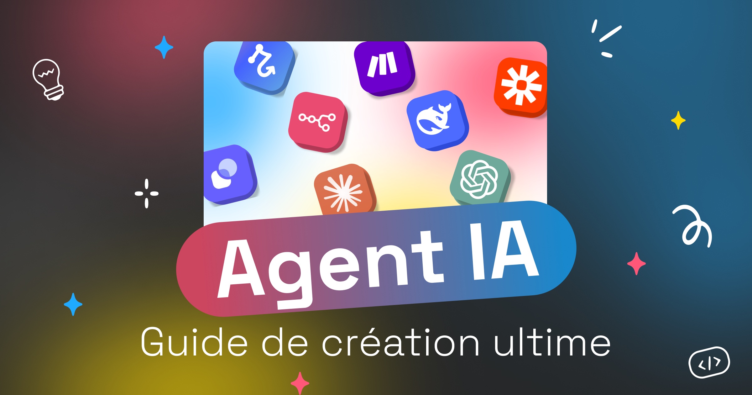 Infographie représentant les étapes clés de la création et de l'architecture d'un agent IA.