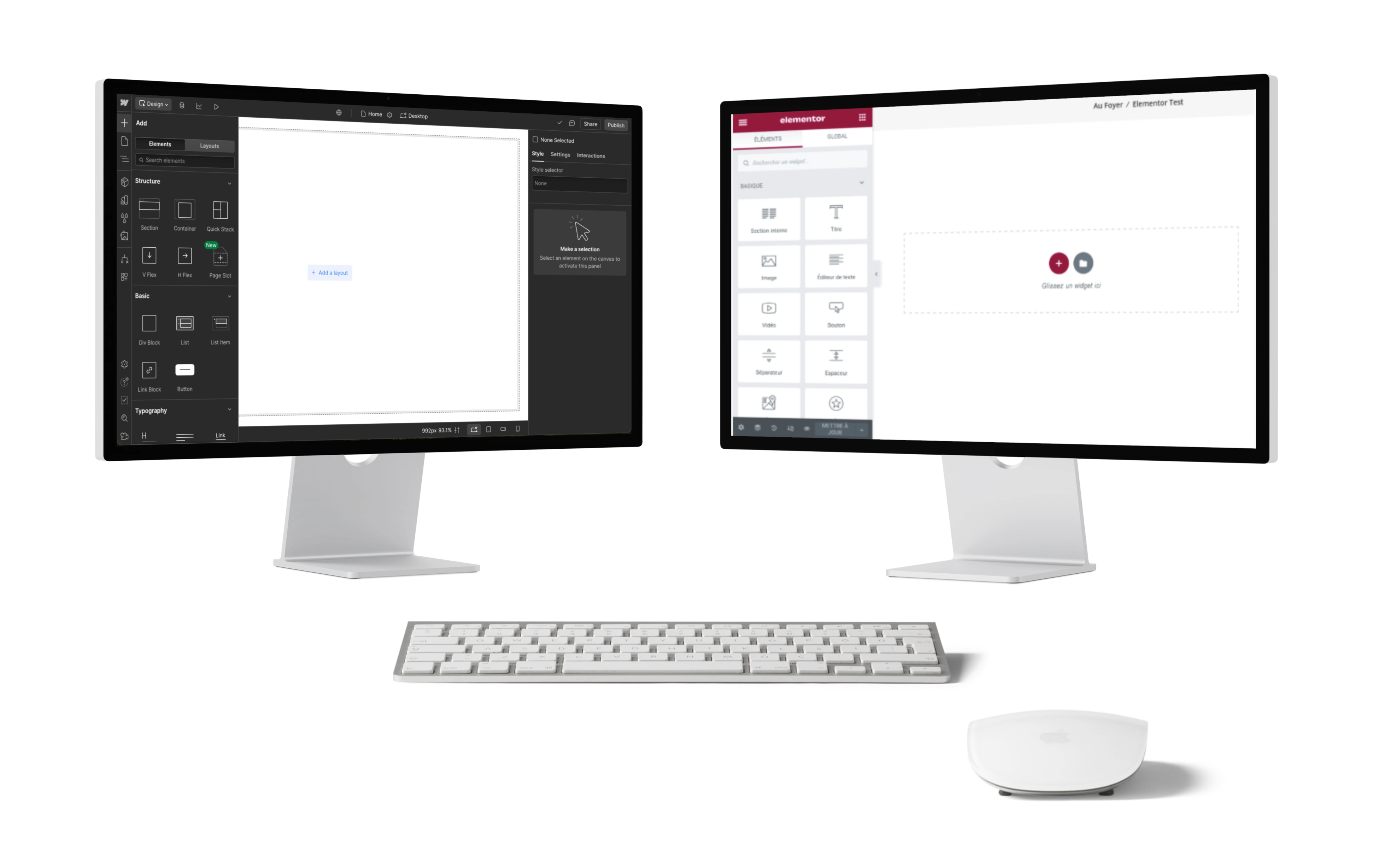 Webflow vs Elementor dashboard