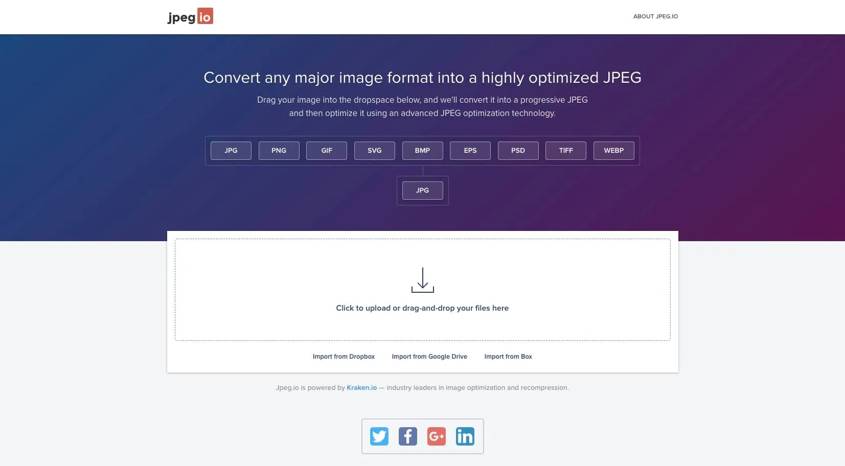 Convertisseur d'image gratuit Jpeg.io