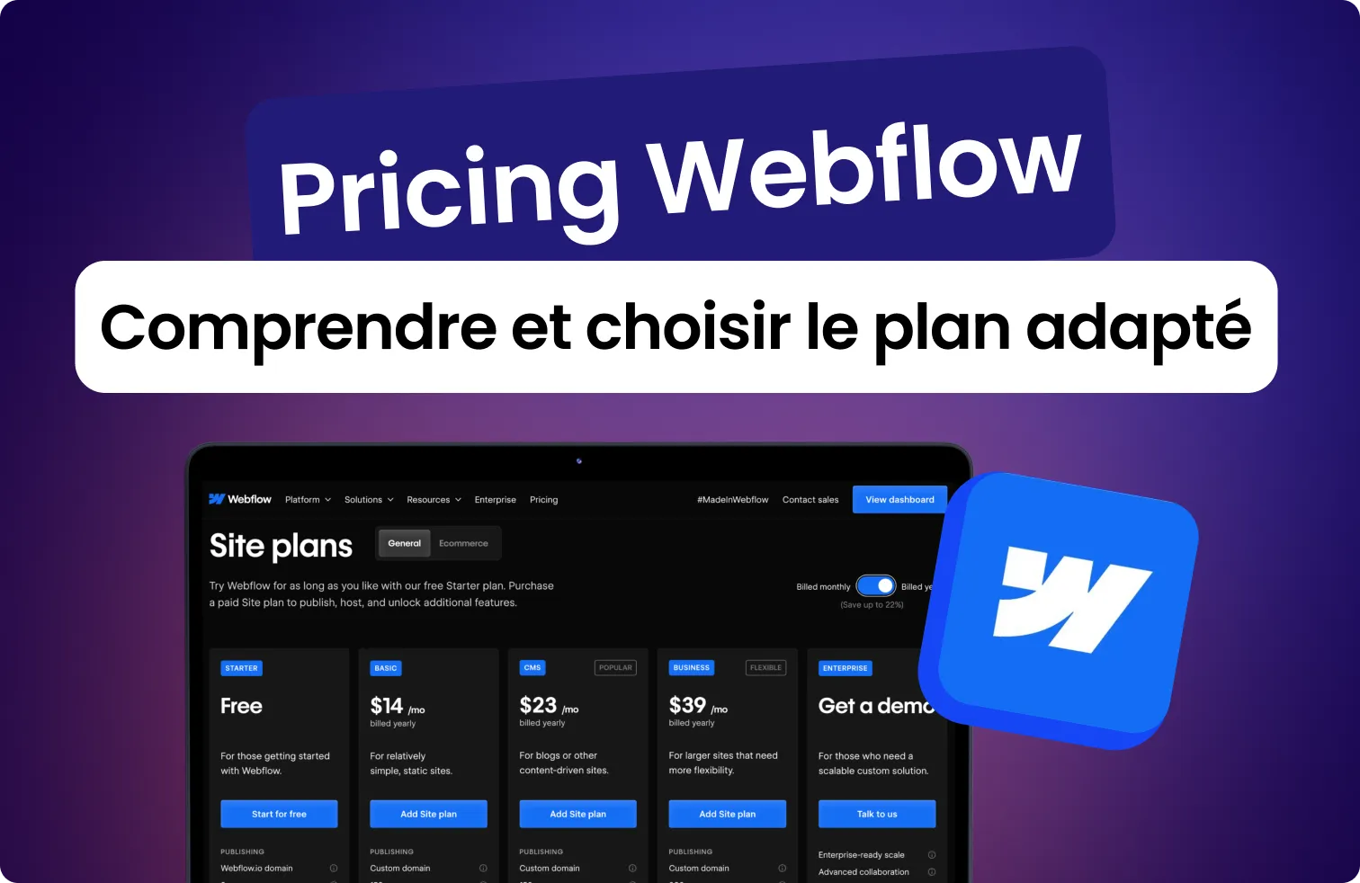 Guide du pricing Webflow 2025