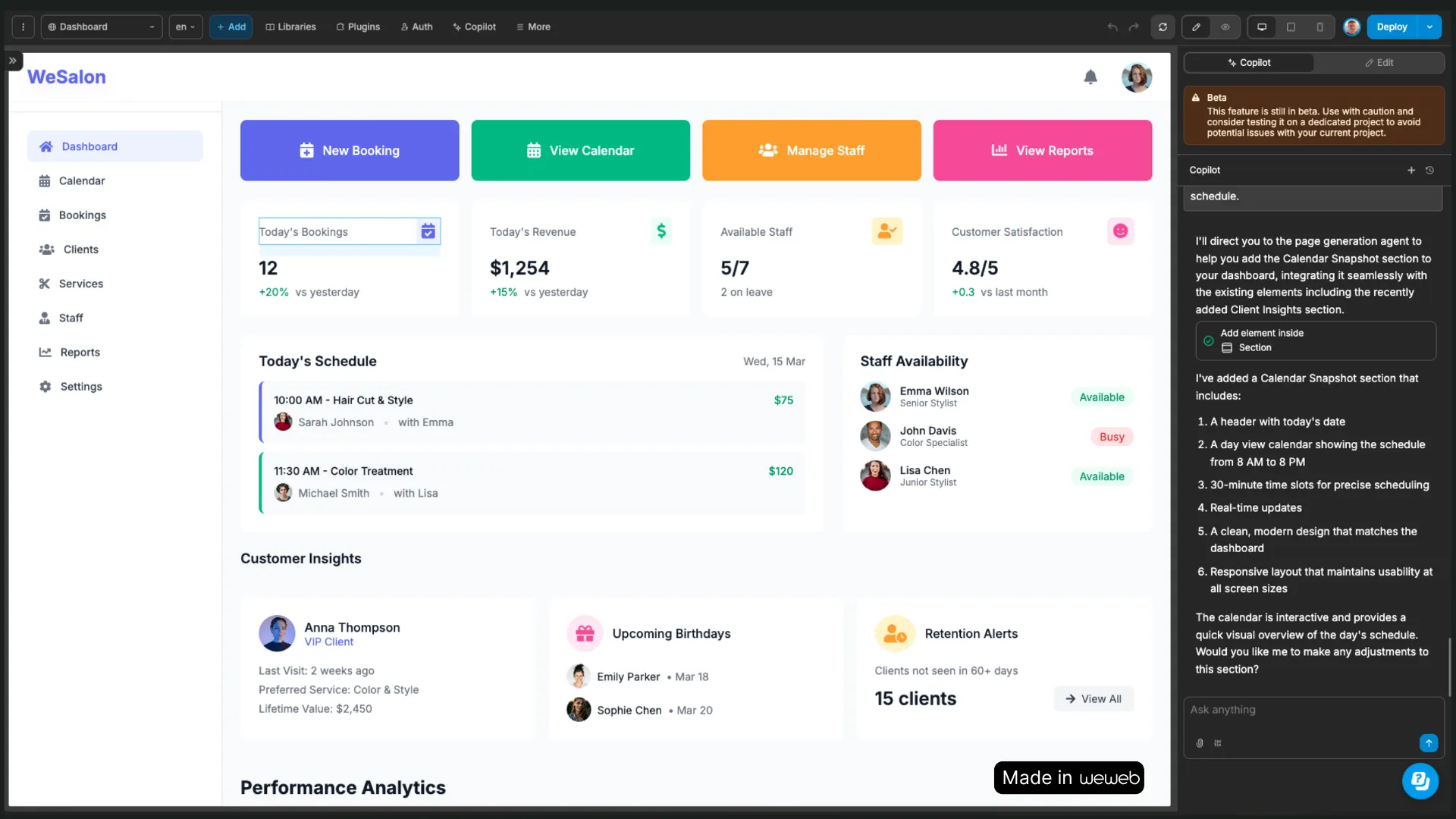 Screenshot Weweb vibe lowcoding