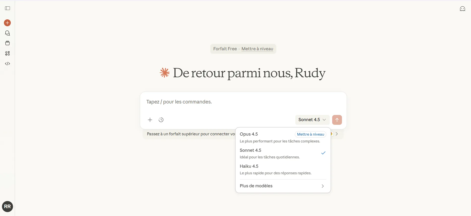 Interface de Claude IA