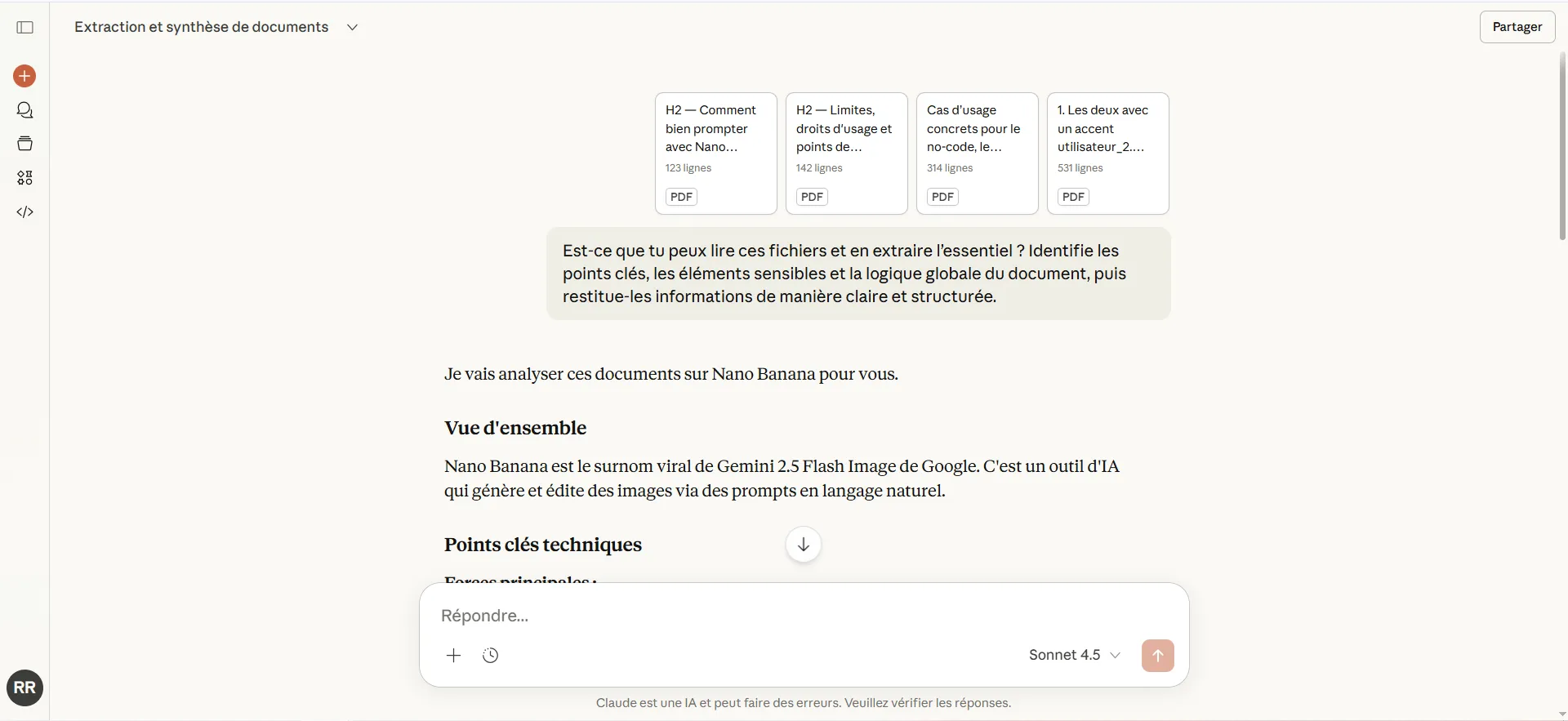 Exemple de traitement de documents volumineux sur Claude IA