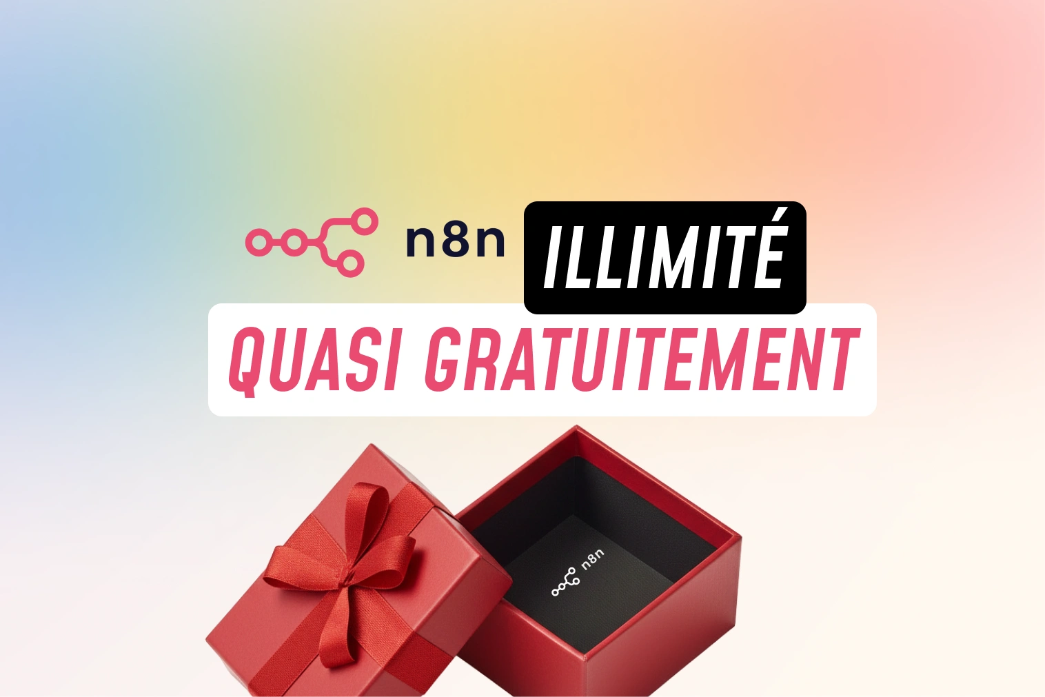 miniature avec écrit dessus : "n8n gratuit pour tout automatiser"