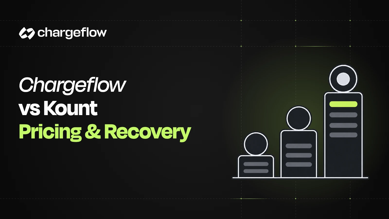Lime cost-comparison columns beside the headline Chargeflow vs Kount: Pricing & Recovery.