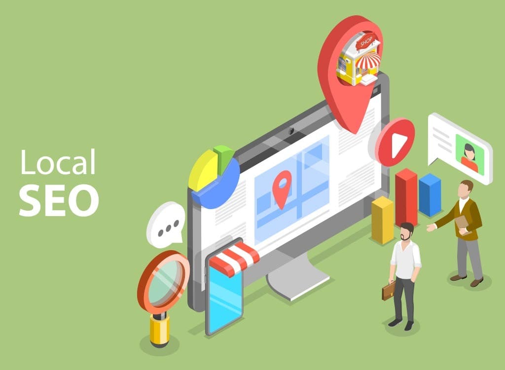 eCommerce business owner optimizing local SEO strategy on laptop
