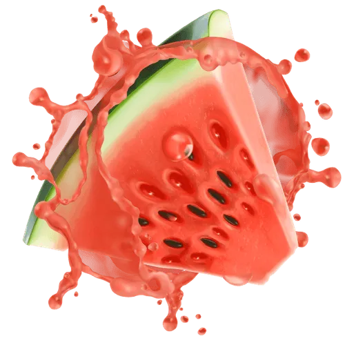 A watermelon with a slice missing and a slice missing from the top.