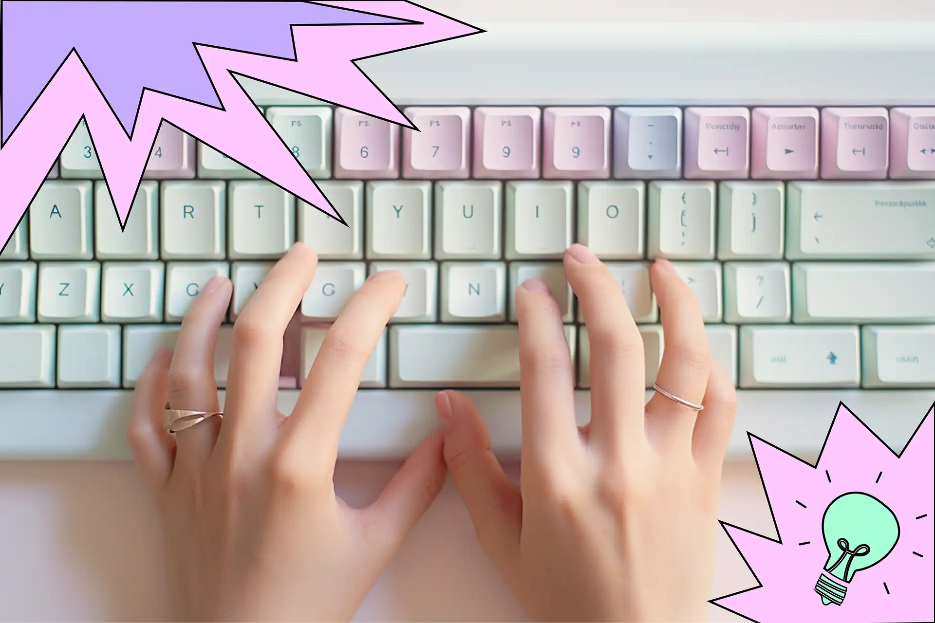 Hands typing on a keyboard