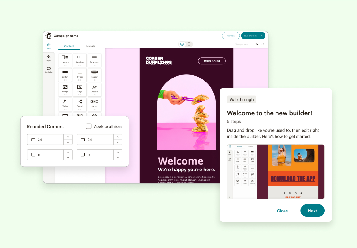 Changing behavior so users migrate to a new email builder